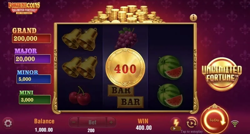 Fortune Coins Unlimited Fortune - putaran koin Lock & Respin dengan koin ditahan