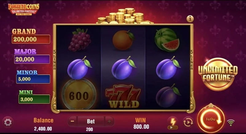 Fortune Coins Unlimited Fortune - kisi dasar 3x3 dengan simbol buah